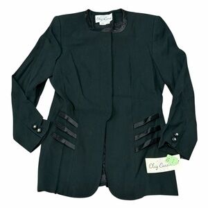 NWT! VINTAGE Deadstock! Oleg Cassini Black Wool-Blend Blazer Jacket. Size 10.